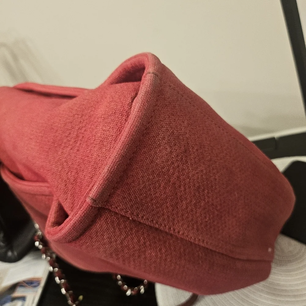 Chanel Deauville Tote Red Canvas 31 Rue Cambon - Picture 9 of 16